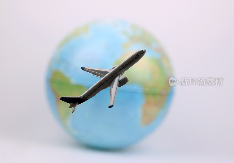 Airplane  flies around the  world